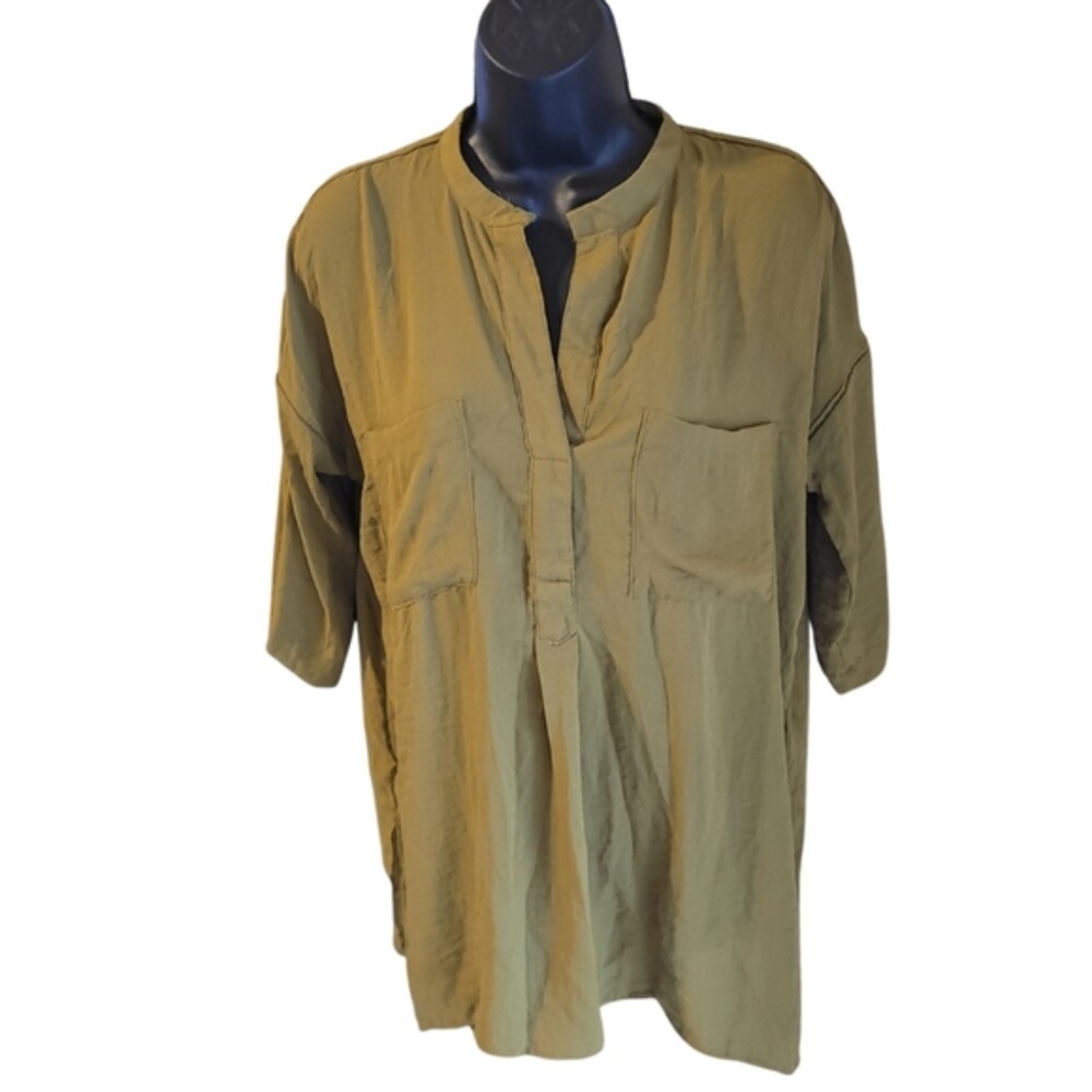 H&M Green Half Sleeve Tunic/Blouse Size XS